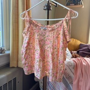 American Eagle pink floral cotton cottagecore tank